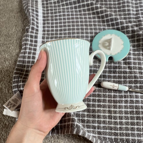 Blue white stripe floral - blue, &