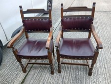 Pair Of Oak Framed Carver Chairs.