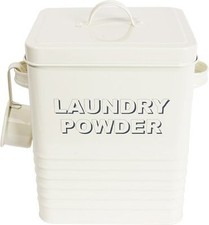 LAUNDRY POWDER TIN STORAGE BOX WASHING UTILITY TABLET HOME RETRO CONTAINER NEW