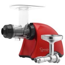 Omega Sana 707 Horizontal Slow Juicer in Ferrari Red with Oil Extractor