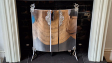 1930's Art Nouveau Decoration Chrome Stainless Steel Fire Guard Fire Screen