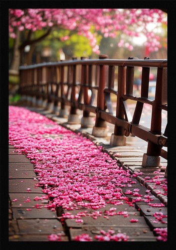 Vibrant cherry blossom framed - cherry,