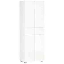 Tall Kitchen Storage Cupboard Cabinet Pantry White Freestanding Unit high gloss