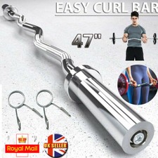 4ft Olympic Barbell 2" EZ Curl Bar Weight Lifting Gym Training Bar with Collars