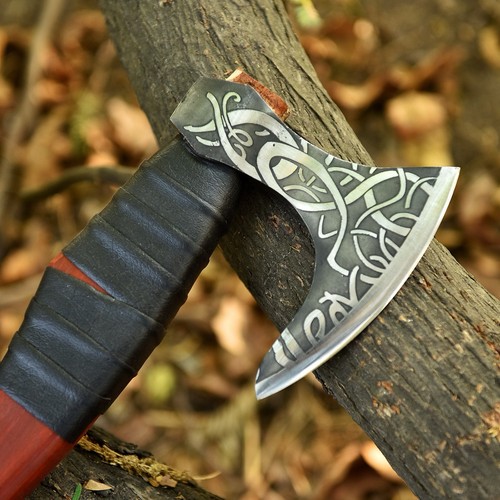 Handcrafted damascus steel axe - handcrafted,