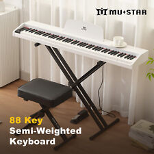 ♬Mustar 88 Key Semi Weighted Digital Piano Portable Keyboard Stool Chair