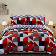 100% Pure Cotton Reversible Duvet Cover Set with Pillowcase Single Double King