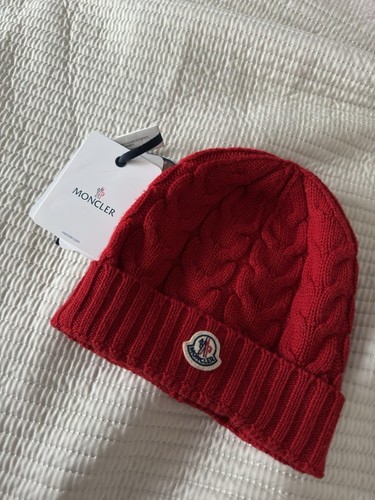 Moncler logo beanie hat - hat, red