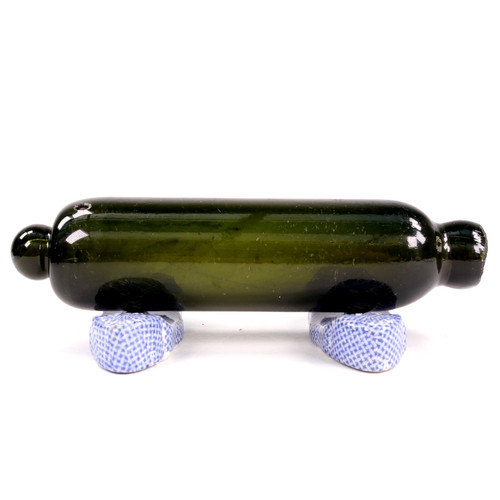 Green glass rolling pin - rolling, small