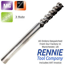 Solid Carbide Aluminium Long / Extra Long End Mill 45 Degree Helix 3 Flute 