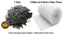 2 Mtrs  x 6-8mm Filter Floss Wool Media + 1 Kilo Activated Carbon Pellets 4mm