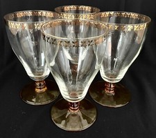 STYLISH SET of 4 ART DECO COCKTAIL/WATER GLASSES Vintage c1930 - MIXOLOGY-