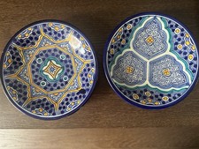 Pair Of Old Moroccan Fez Fassi Plates - Signed