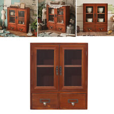 Vintage Storage Cabinet Double Doors Cupboard Rustic Wooden Display Shelf Unit