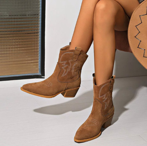 Cowboy boots mid calf shoes - cowboy,