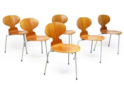 Six 1950s danish - chairs, in
