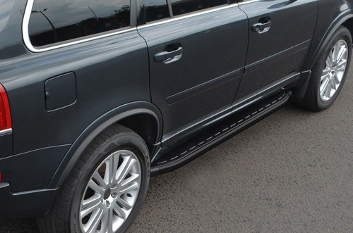 Black aluminium side steps - black,