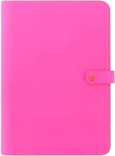 UK Made Fluoro Pink A4 Leather Notebook Folio with Removable Notebook & Pockets