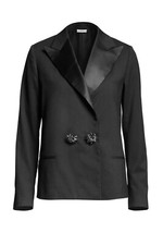 LANVIN H&M RARE BLACK WOOL SATIN FORMAL PARTY BLAZER JACKET UK 10 US 6 SMALL NEW