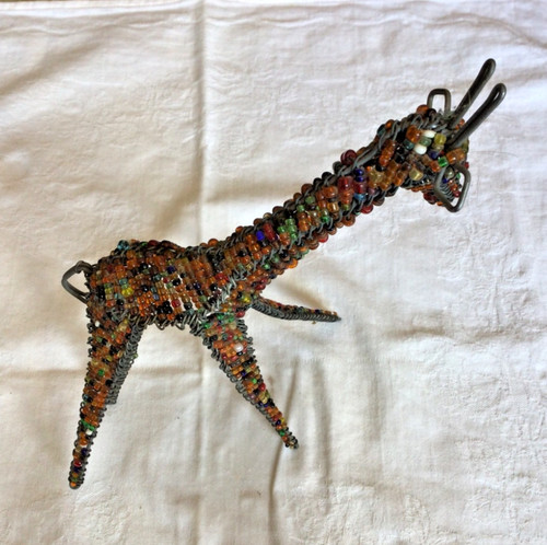 Metal beaded hand made giraffe - beaded,