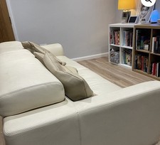 Roche Bobois Designer Cream Leather Sofa 3 Seater