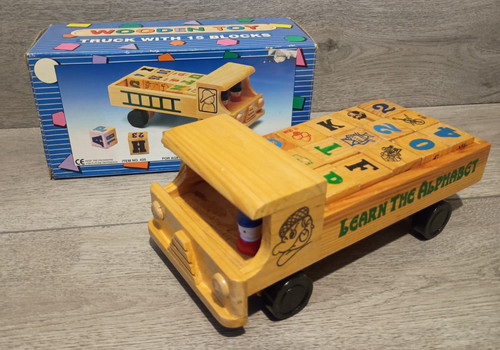 Vintage wooden toy truck with - vintage,