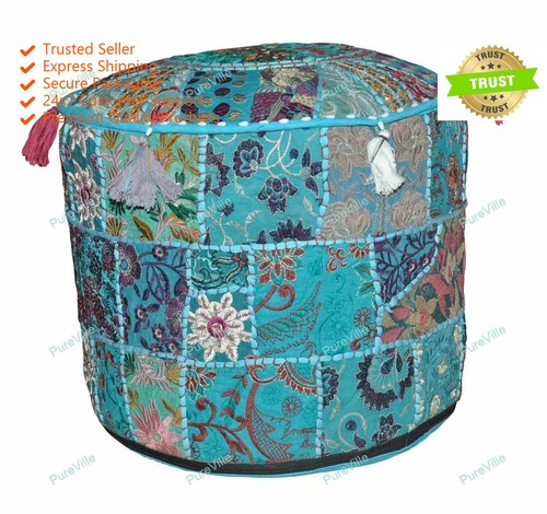 New indian floral pouf ottoman - floral,