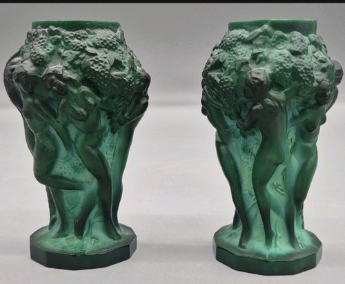 Art deco malachite - malachite, glass,