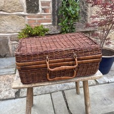 Wicker Hamper Picnic Basket With Handle Toys Blankets Sticks Storage Box