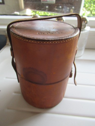 Vintage leather hip flask - leather,