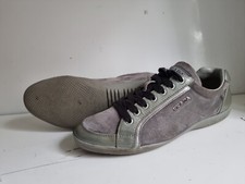 PRADA DESIGNER UK 4.5 EU 37.5 WOMENS TAUPE FLAT SUEDE LACE UP TRAINERS SHOES