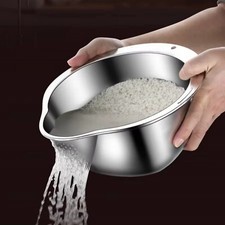 Rice Washer Strainer Bowl Stainless Steel Rice Washing Bowl Inclined top sale