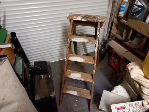 Old vintage wooden step - wooden, ladder