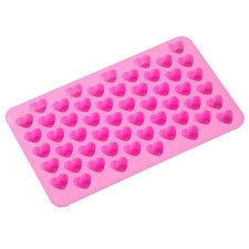 55 Pink Mini Love Hearts Silicone Mould Chocolate Fondant Jelly Ice Cube Mold