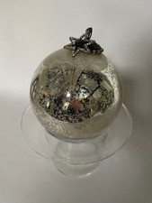 Antiqued mirror glass silver 14cm witch ball bauble Kugel wicca Xmas decoration