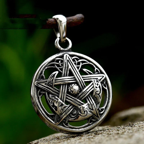 Titanium pagan pentacle - pagan,