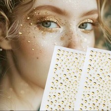 Eye Face Gems Stick on  Jewels Gold Colour Glitter Festival Rhinestone Makeup UK