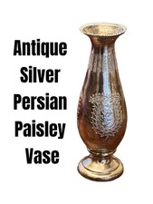Antique Persian Paisley 84 Silver Vase 157.1 Grams