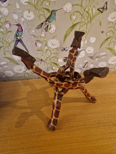 African wooden carved tripod - african,
