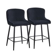 2x Black Velvet Bar Stools