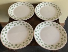 Arklow Pottery Gold Rimmed Shamrock Plates (4 plates all 10 Inches diameter)