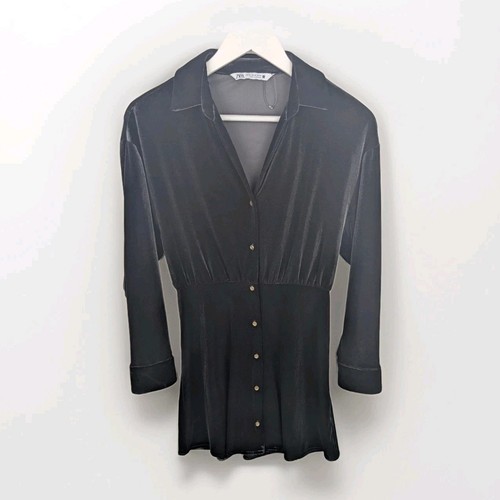 Zara black velvet mini shirt - zara,