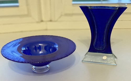 Cobalt blue glass vase and - cobalt,