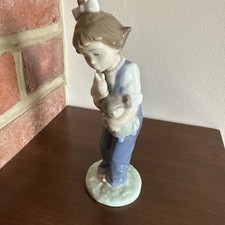 Nao Lladro Girl With Doll At Bedtime Spanish Porcelain Figurine No Box