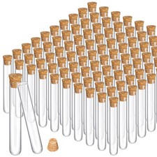 100PCS Glass Test Tubes with Cork Clear Stoppers Round Bottom Lab Test9031