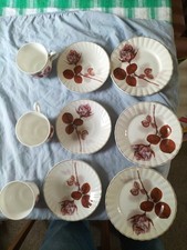 Mayfair Pottery Fine Bone China Three Cups Sorcers And Plates