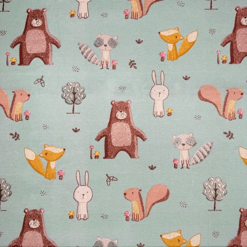 Canvas fabric cute forest - cute,