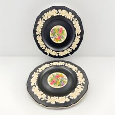 Black Crown Ducal Gainsborough Floral Centre 27cm Dinner Plate x2 Cottagecore