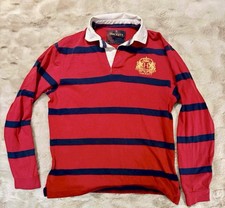 Hackett Vintage Rugby Shirt Size Small Embroidered Logo Red Long Sleeve Mens