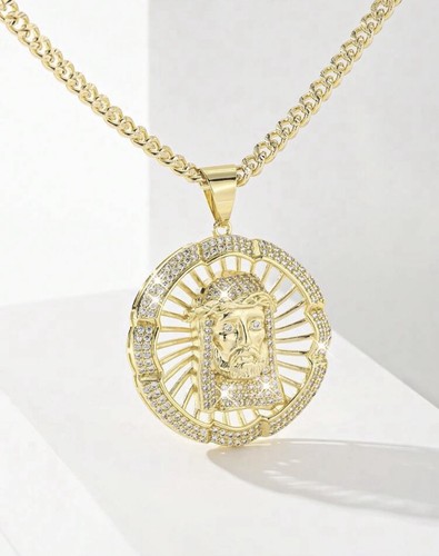 14k gold jesus piece - gold, cuban